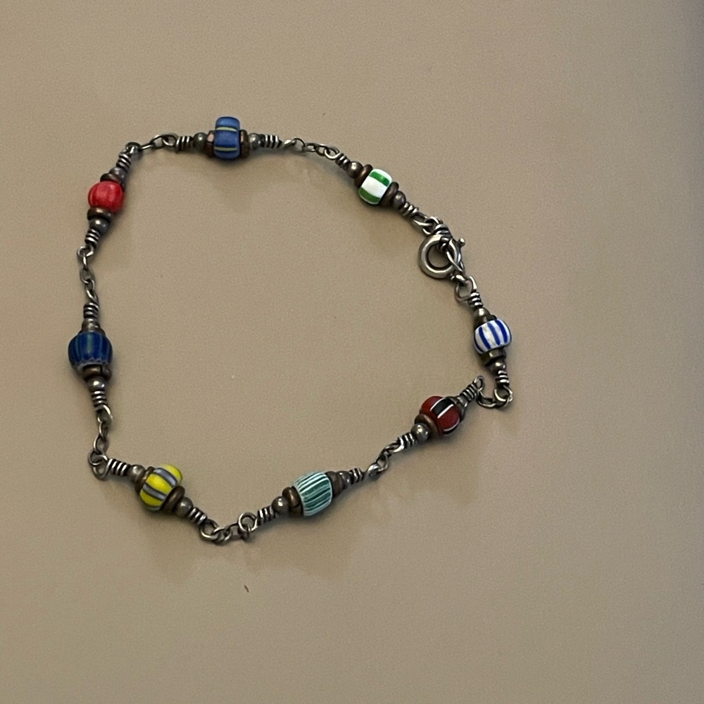 Colorful Beaded sterling silver Bracelet